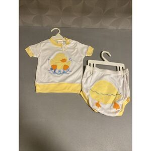 NOS Sears‎ Infant Baby Outfit Duck Large FLAW